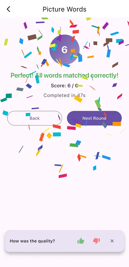 Picture Words perfect score
