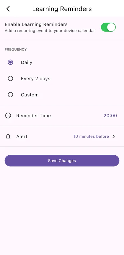 Learning reminders